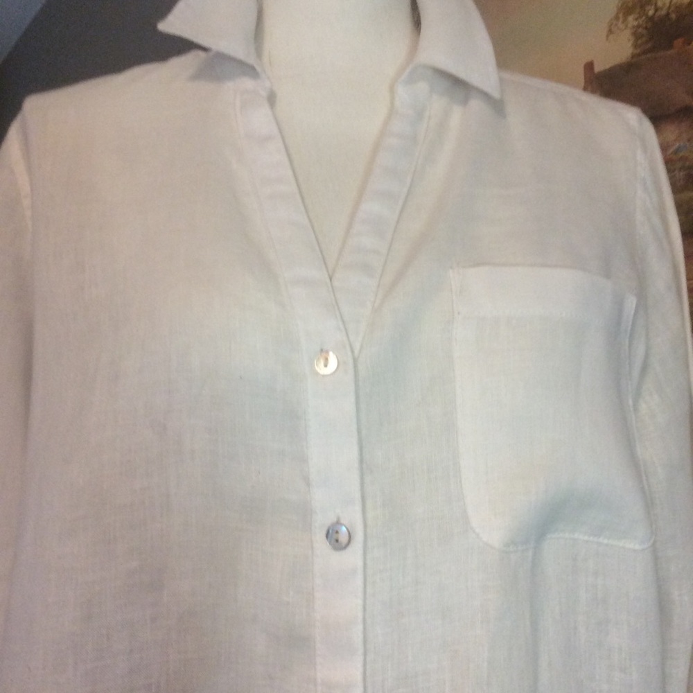 Sigrid Olsen White Linen Tunic Shirt Sz. M - Picture 2 of 6